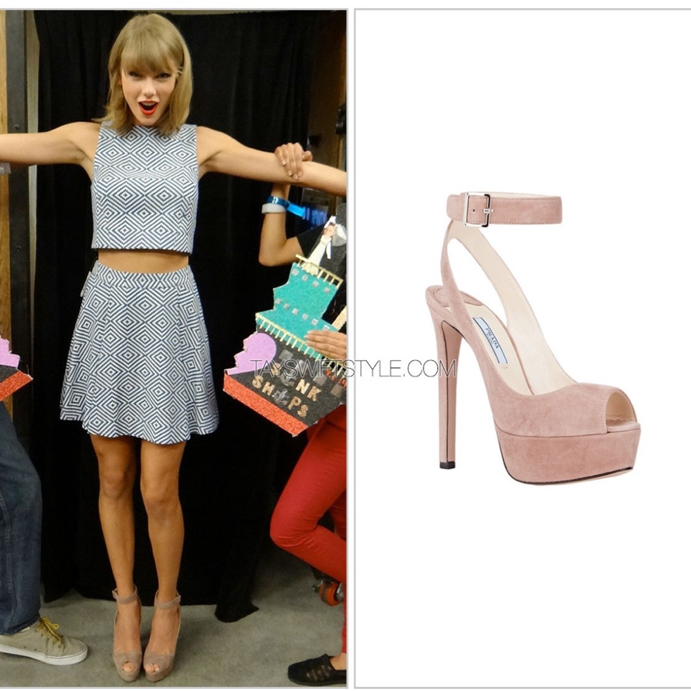 Prada Purple and Pink Platform Heels with Ankle Strap